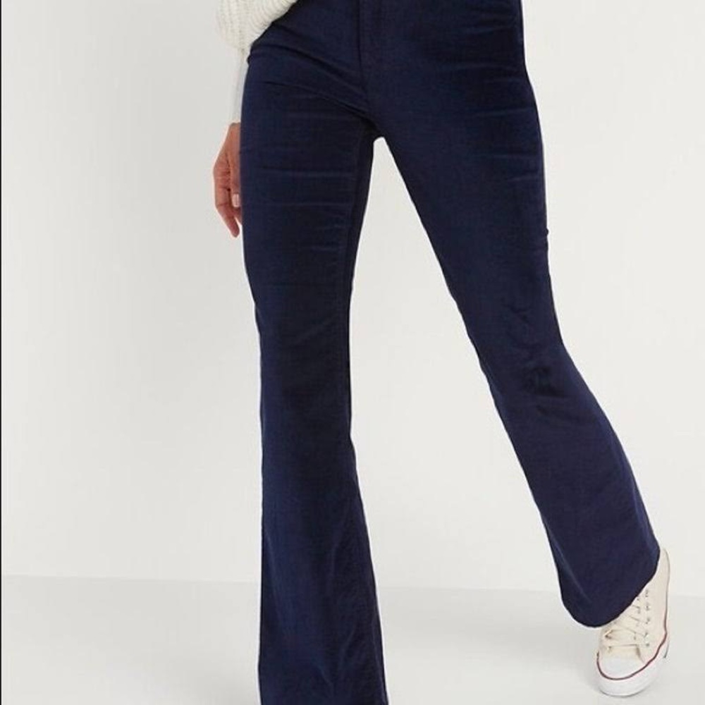 Old Navy Blue Velvet Extra High Rise Flare Bell Bottoms 8